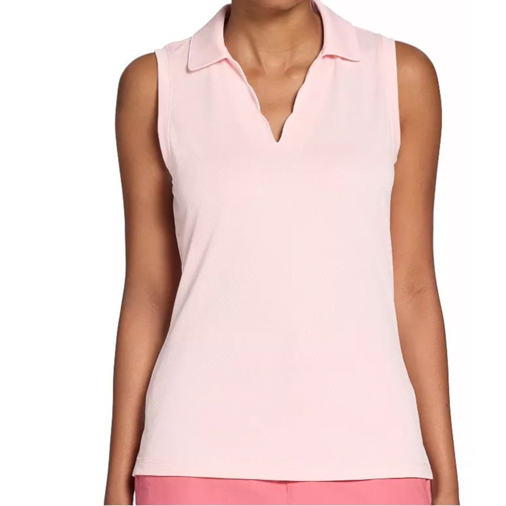 NWT Walter Hagen Clubhouse Scallop Sleeveless Blossom Pink Polo